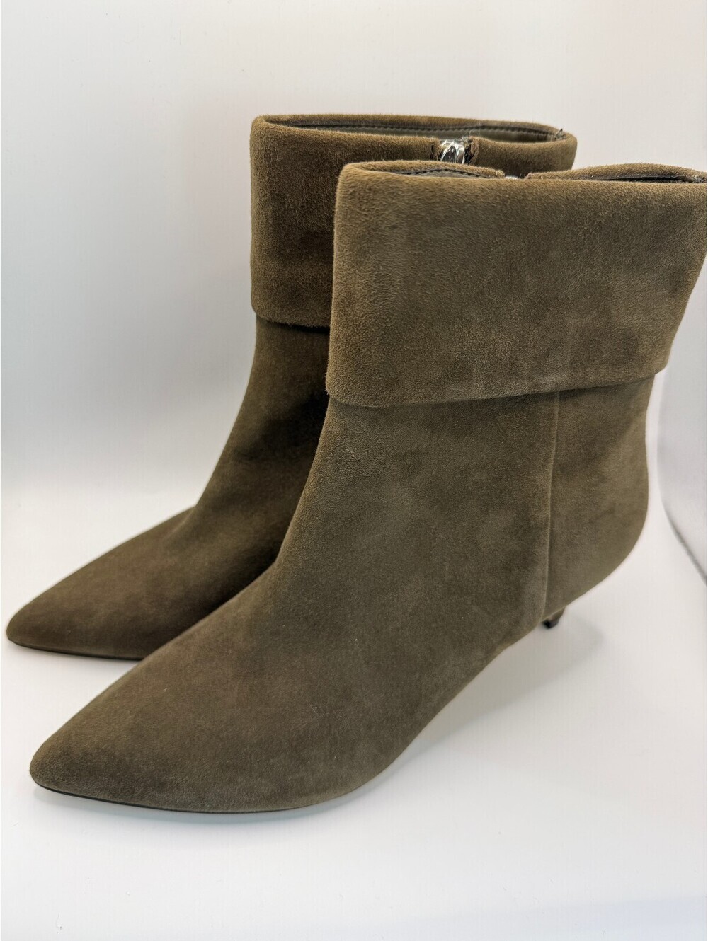 Calvin Klein Genteel Ankle Boots In Olive Green, Suede - Women's 7.5 US New